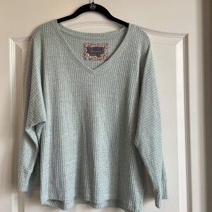 Anthropologie Light Green V-Neck Sweater